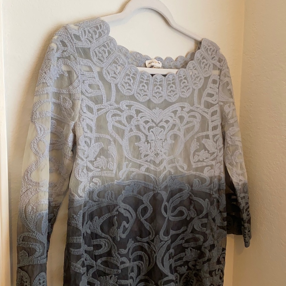 Anthropologie Meadow Rue Gray Ombré Top